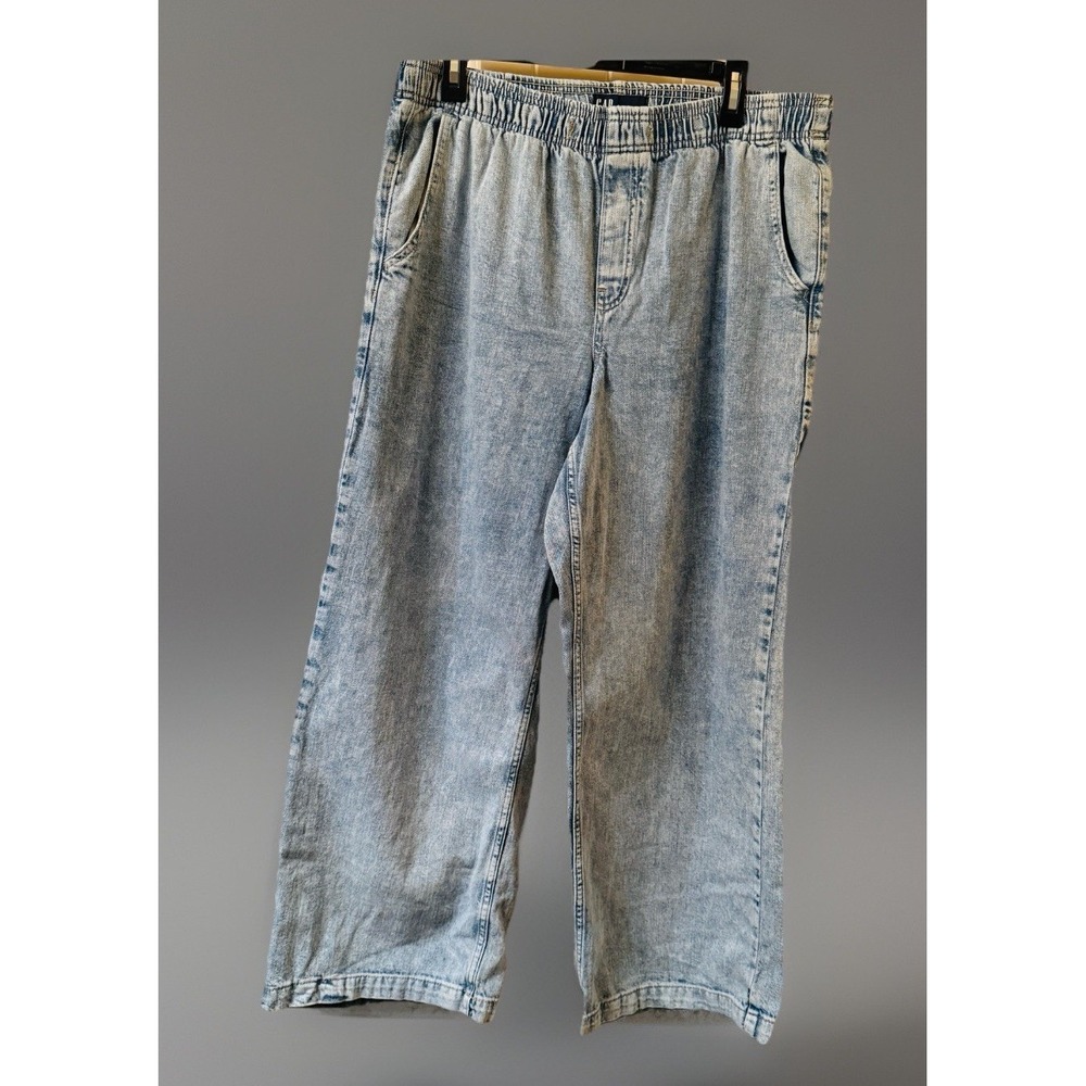 GAP Denim Pull-On High Rise Wide-Leg Jeans Womens Size L Light Wash 100% Cotton